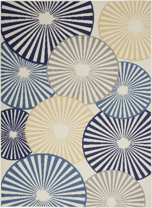 4' X 6' Blue and Ivory Geometric Power Loom Area Rug